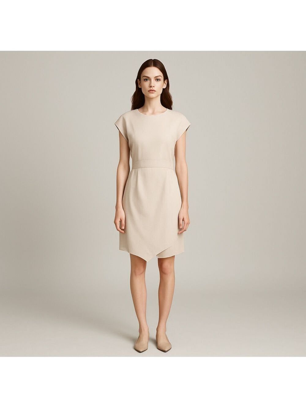 Donna Morgan Cream Faux Wrap Dress Size 6